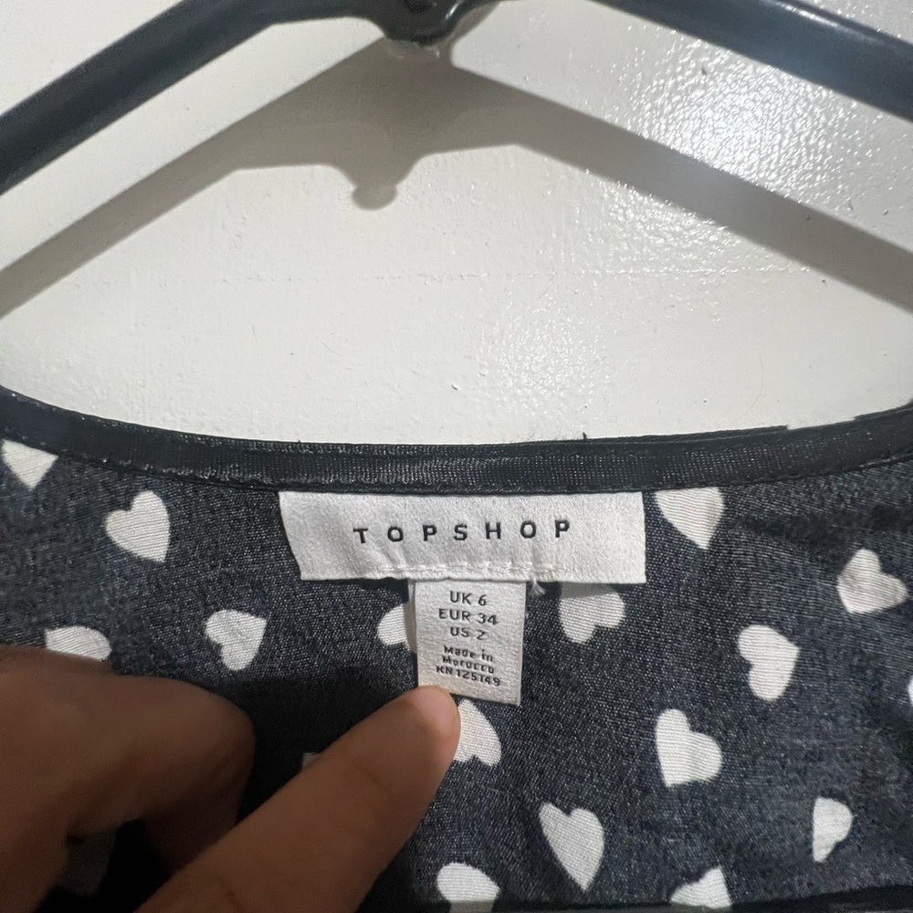 Topshop Heart Print Midi Wrap Dress Black White size 2 - Picture 3 of 10
